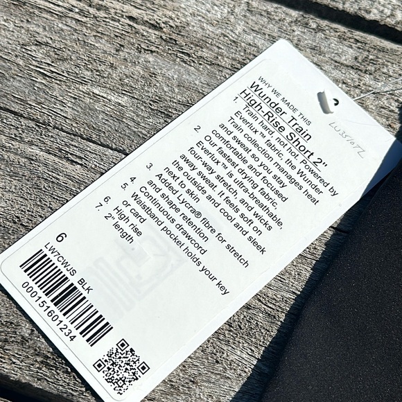 Lululemon Wunder Train High-Rise Short 2" black size 6 NWT - Picture 7 of 7